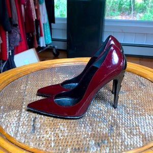 Burgundy patent leather stilettos. Worn once.
